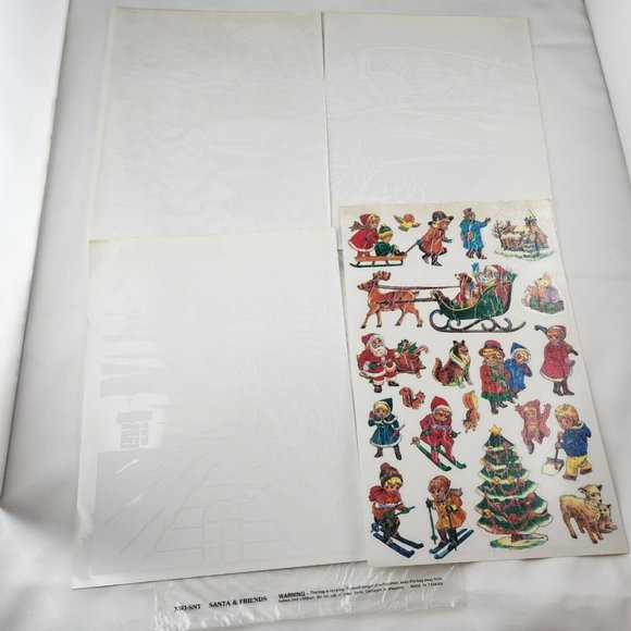 Vintage Christmas Static Cling Window 90s Santa Winter Holiday Decorations Lot - Picture 5 of 8